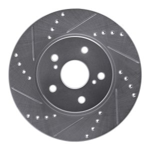 Lexus IS250 Brake Rotor (1) - Front Left - R1 Concepts - Drilled & Slotted - Silver - `02-`15